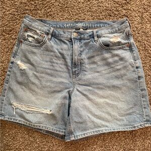 American Eagle Outfitters Light Blue Distressed Jean Shorts